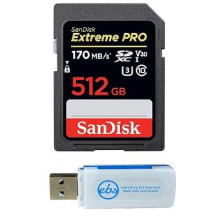 SanDisk Extreme PRO 512GB SD Card for Canon EOS R5 C - V30 4K UHD Bundle with Card Reader