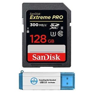 SanDisk Extreme Pro 128GB SD UHS-II Card for Canon EOS R7 & R10 - Includes Everything But Stromboli Card Reader
