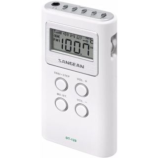 Sangean DT-120 AM/FM Stereo PLL Synthesized Pocket Receiver, WHITE