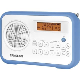 Sangean PR-D18BU AM /FM / Portable Digital Radio with Protective Bumper (White/Blue)