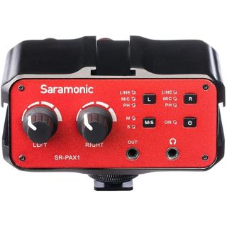 Saramonic 2-Ch XLR, 1/4" & 1/8“ On-Camera Mixer w/Preamps, Headphone Out for DSLR/Mirrorless/Video (SR-PAX1)