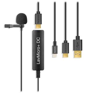 Saramonic Digital Lavalier Microphone with Lightning, USB-C & USB-A Output for iPhone, iPad, Android Devices & Computers with Headphone Out (LavMicro+DC)