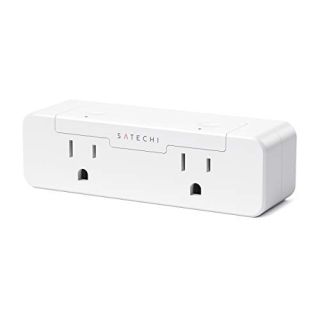 Satechi Dual Smart Outlet - Smart Home Wi-Fi Outlet Works with Apple HomeKit, Real-Time Power Monitoring, Dual Power Outlets Wi-Fi Smart Plug 2.4GHz Enabled, iPhone/iPad with Siri Voice Control, White