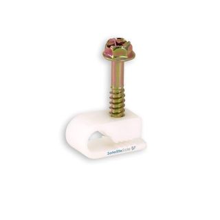 100 Pcs SatelliteSale White Screw Clips for Ethernet, Telephone & Cable Management