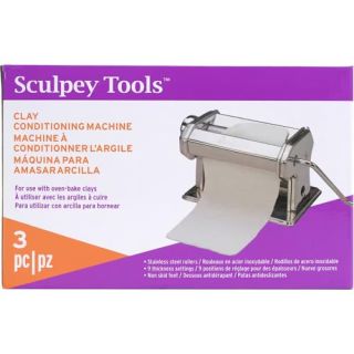 Sculpey Tools Clay Conditioning Pasta Machine, polymer oven-bake clay tool, 9 thickness settings, includes clamp and hand crank, great for all skill levels and craft projects