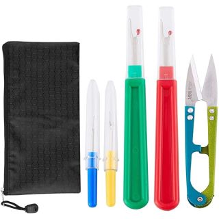 Seam Ripper and Thread Remover Kit,2 Big and 2 Small Sewing Stitch Thread Unpicker and 1 Sewing Trimming Scissor Nipper Tool for Thread Remove(Multi-Color)