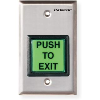 Seco-Larm SD-7202GC-PEQ ENFORCER LED Illuminated RTE Single-gang Wall Plate with Large Green Button, Large Illuminated Push Button with Caption "PUSH TO EXIT", Pushbutton Rated 10A at 125 to 250VAC