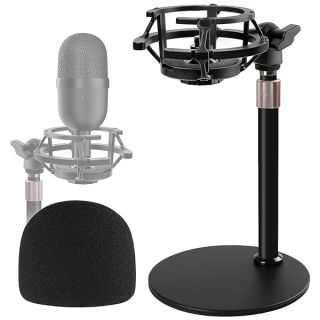 Seiren Mini Desktop Microphone Stand with Shock Mount & Foam Windscreen for Razer USB Streaming - Vibration Noise Reduction