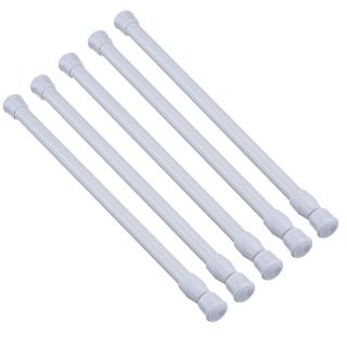 Shappy 5 Pack Cupboard Bars Tensions Rod Spring Curtain Rod for DIY Projects, Extendable Width (9.84 to 15.75 Inches, White)