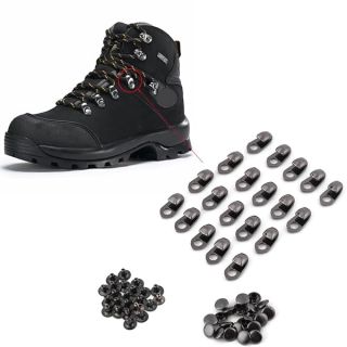 Shoe Lace Hooks, 20Pcs Boot Hooks Lace Fittings With Rivets for Repairing Camping Hiking Climbing