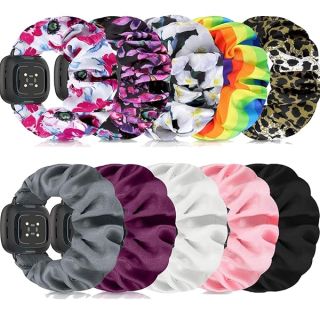 ShuYo 10 Pack Soft Stretch Nylon Watch Bands for Fitbit Sense/Versa 3 - Stylish Fabric Replacement Straps for Men & Women