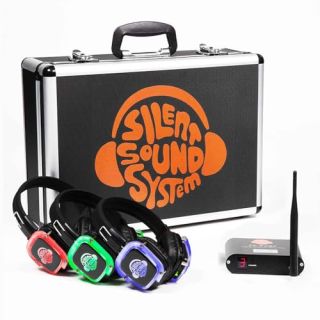 Silent Sound System Starter Package for House Party, Garden Event, Backyard Family Home Movies (9 RF LED Headphones + 1 Transmitter)