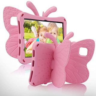 Simicoo Compatible with Samsug Galaxy Tab A8 10.5 X200 Kids Case Cute Butterfly Case with Stand for Kid Girl Light EVA Foma Rugged Shockproof Heavy Duty Kids Friendly Full Cover (Pink)