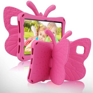 Simicoo Compatible with Samsug Galaxy Tab A8 10.5 X200 Kids Case Cute Butterfly Case with Stand for Kid Girl Light EVA Foma Rugged Shockproof Heavy Duty Kids Friendly Full Cover (Rose)