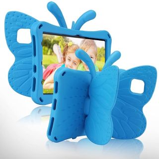 Simicoo Compatible with Samsug Galaxy Tab A8 10.5 X200 Kids Case Cute Butterfly Case with Stand for Kid Girl Light EVA Foma Rugged Shockproof Heavy Duty Kids Friendly Full Cover (Blue)