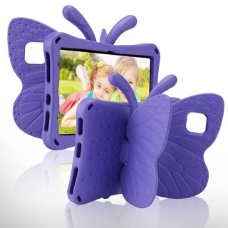 Simicoo Compatible with Samsug Galaxy Tab A8 10.5 X200 Kids Case Cute Butterfly Case with Stand for Kid Girl Light EVA Foma Rugged Shockproof Heavy Duty Kids Friendly Full Cover (Purple)