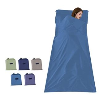 Sleeping Bag Liners Travel Camping Sheet Sleep Bag Liner Lightweight 2 Person Compact Portable Warm Weather Sleeping Sack Hotel Rectangle Blue, 63 x 82.6inch(160 x 210cm)