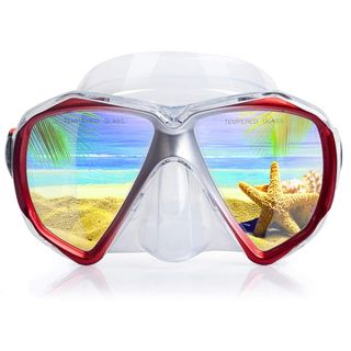 Snorkel Diving Mask, Panoramic HD Swim Mask, Anti-Fog Scuba Diving Goggles, Tempered Glass Dive Mask Adult Youth Silicone Skirt Swim Goggles with Nose Cover