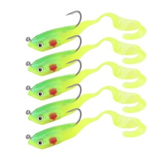 Soft Fishing Lures, 5Pcs Artificial Soft Baits Jig Head Soft Swimbaits with Hook for Saltwater/Freshwater Fishing (SO050-1)