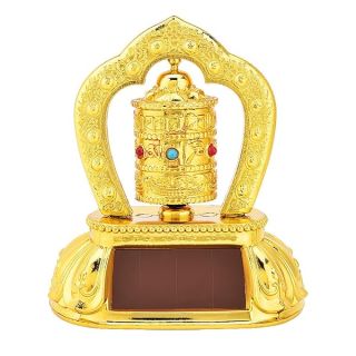 Solar Energy Prayer Wheel, Car Spinning Prayer Wheel Solar Energy Power Tibetan Buddhist Prayer Wheel Ceremonial Auspicious Items Car Decoration