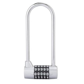 Sonew 5 Digit Combination Alloy Padlock,U-Shape Security Code Lock Extra Long Cabinet Door Padlock Locker Lock, Re-settable Combo Lock, Gym Locker, School Locker, (Silver)