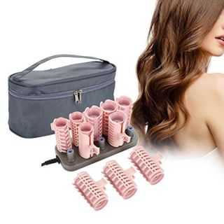 Sonew Heated Roller, 10 Piece Hair Curler Set, Classic Hair Tool for Short Hair and Long Hair, Upgrade, ABS High Temperature Resistance Material, Fast Heat, Rechargeable, Includes Bag, Pink