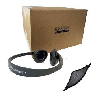 Soundnetic SNCCV Classroom Stereo Headphones - 100 Pack, Volume Control, Leatherette Earpads, Black