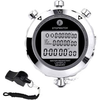 Stopwatch Timer, Digital Stop Watch with 0.01second Timing, Metal 10 Lap Memory, Rolilink Large dispaly Alarm Clock for Coach Sports Running Marathon