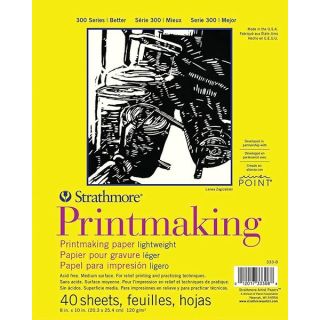 Strathmore 300 Series Printmaking Paper Pad, Glue Bound, 8x10 inches, 40 Sheets (120g) - Artist Paper for Adults and Students - Block Printing, Linocut, Screen Printing