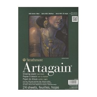 Strathmore 400 Series Artagain Pad - 9x12 Coal Black Paper for Pastel & Charcoal | 24 Sheets for Artists & Students