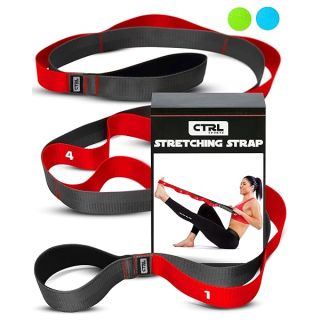 Stretching Strap with Loops - Non Elastic Stretch Band for Physical Therapy, Yoga Strap for Stretching Equipment, Stretch Bands for Exercise and Flexibility - Fascia, Hamstring and Leg Stretcher Belt