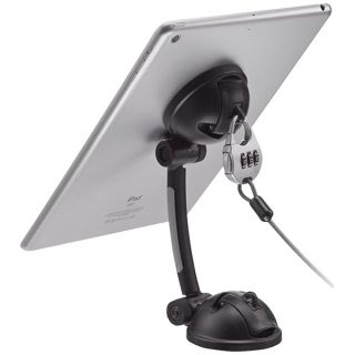 Suction Mount Stand - CTA Strong Suction Mount Stand with Theft Deterrent Lock & Adhesive Plate and Resettable Lock Combination to Attach Tablets and Smartphones to Desks, Tables, & Walls (PAD-SMT)