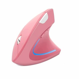 Sunffice Vertical Mouse, Ergonomic Vertical Mouse, 2.4G High Precision Optical Mice 800/1200/1600DPI for PC Laptop Desktop Mac (Wireless Pink)