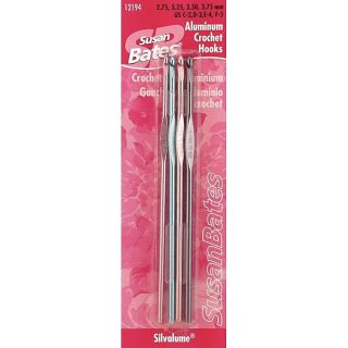 Susan Bates Silvalume Aluminum Crochet Hook, Set of 4