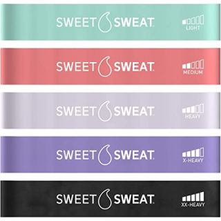 Sweet Sweat Mini Loop Resistance Bands - Set of 5 | Exercise Hip Booty Bands for Squats, Lunges, Physical Therapy, Yoga, Pilates, Rehab & Home or Gym Workouts