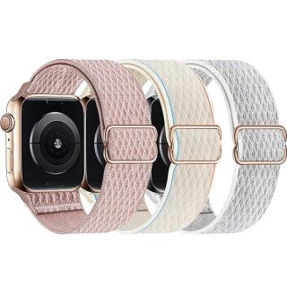 Buy Swhatty Stretchy Nylon Solo Loop Bands for Apple Watch 38mm-41mm | Adjustable Braided Straps for iWatch Series 1-9 - 3 Pack