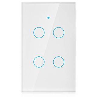 Switch, Remote Switch with Highly Sensitive Touch Keys, Suitable for Google, 4 Way AC (White)