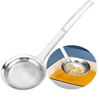 TBWHL Multi-functional Hot Pot Fat Skimmer Spoon - Stainless Steel Fine Mesh Food Strainer for Skimming Grease and Foam DIA 4.4"