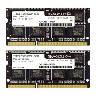 TEAMGROUP Elite DDR3L 16GB Kit (2 x 8GB) 1600MHz PC3-12800 CL11 Unbuffered Non-ECC 1.35V SODIMM 204-Pin Laptop Notebook PC Computer Memory Module Ram Upgrade - TED3L16G1600C11DC-S01