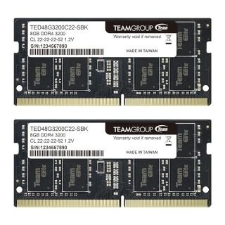 TEAMGROUP Elite DDR4 16GB Kit (2 x 8GB) 3200MHz PC4-25600 CL22 Unbuffered Non-ECC 1.2V SODIMM 260-Pin Laptop Notebook PC Computer Memory Module Ram Upgrade - TED416G3200C22DC-S01