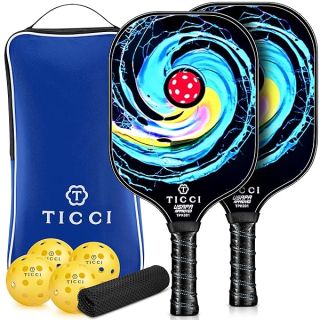 TICCI Pickleball Paddles, USAPA Approved Pickleball Paddles Set of 2, Lightweight Fiberglass Surface Pickleball Set, 4 Pickleballs, 1 Carry Bag & Mesh Bag, Pickle Ball Paddle Gifts for Men Women