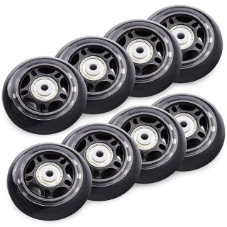 TOBWOLF 8 Pack 70mm 82A Indoor Inline Skate Replacement Wheels, Indoor Skating Wheels with ABEC-7 Bearings, Luggage Wheels, Training Wheels for Scooter - Black