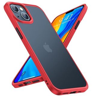 TORRAS Shockproof Designed for iPhone 14 Case &amp; for iPhone 13 Case Military Grade Drop Tested Translucent Hard Back Protective Yet Slim Thin Phone Cases for iPhone 13 &amp; 14 6.1 inch 2022 Red