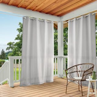 Shop TOWN & COUNTRY BASICS 54x120 Cloud Grey Grommet Top Curtain Panel Pair - Indoor/Outdoor Light Filtering