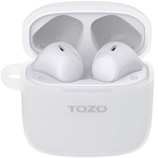 TOZO A3 Protective Silicone Case Shockproof Soft Skin Cover for TOZO A3 Earbuds with Front LED Visible and Keychain White