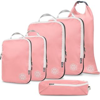 TRIPPED Travel Gear Compression Packing Cubes - 6 Piece Set for Luggage & Backpack Organization in Dusty Rose