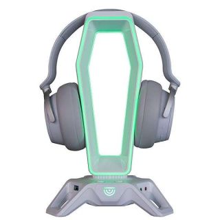 TRUSYO Audio USB RGB Headphone Stand with 3 USB Ports - Ultimate Gaming Accessory (White)