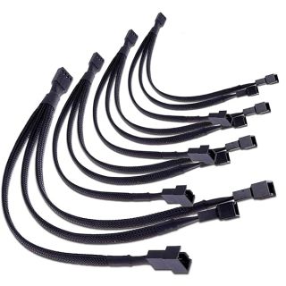 TeamProfitcom PWM Fan Splitter 4 pin Adapter Cable Sleeved Braided Y Splitter Computer CPU Fan Splitter PC 4 Pin Fan Extension Power Cable 1 to 3 Converter 10 inches (4 Pack)