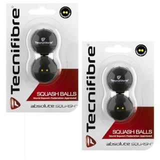 Tecnifibre Double Yellow Dot Squash Balls - 4 Pack