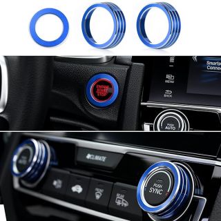 Thenice for 10th Gen Honda Civic Air Condition Knob Cover Trims, Anodized Aluminum AC Switch Temperature Climate Control Rings for Civic 2016 2017 2018 2019 2020 2021(Blue)